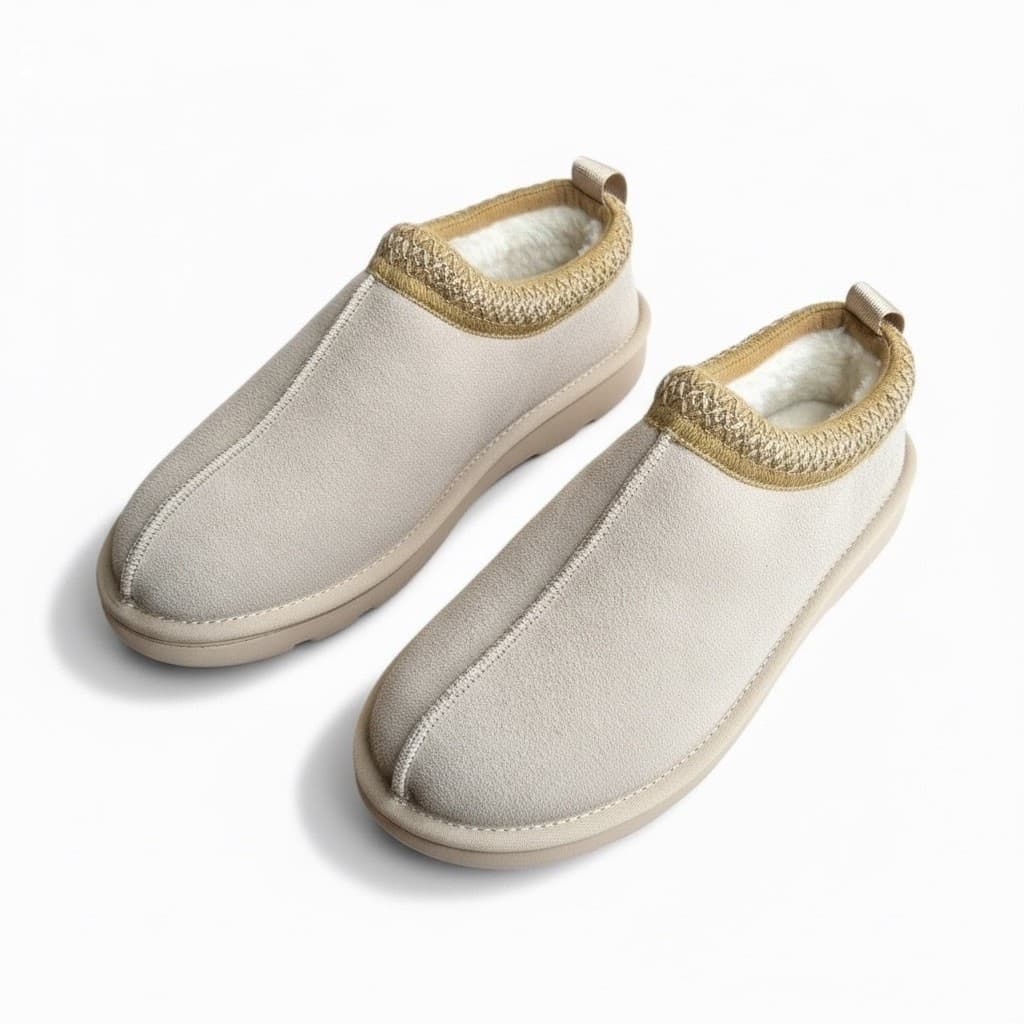 Women’s Size 9 Fuzzy Cozy Fleece Lined Slip-On Clog Slippers Beige Outdoor - Thumbnail 6