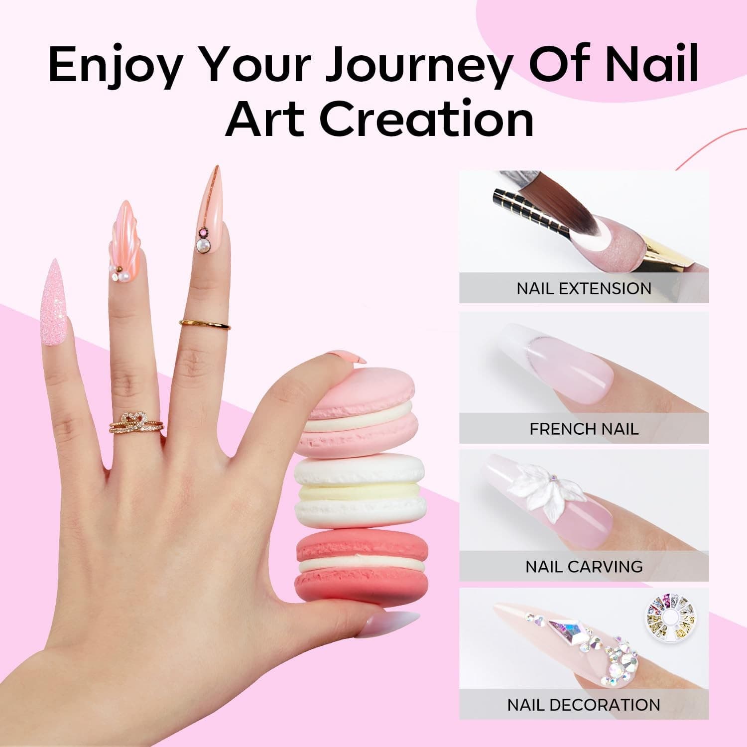 Modelones Acrylic Powder Set 3 Colors Pink Nude White for Nails Extension & Art - Thumbnail 3