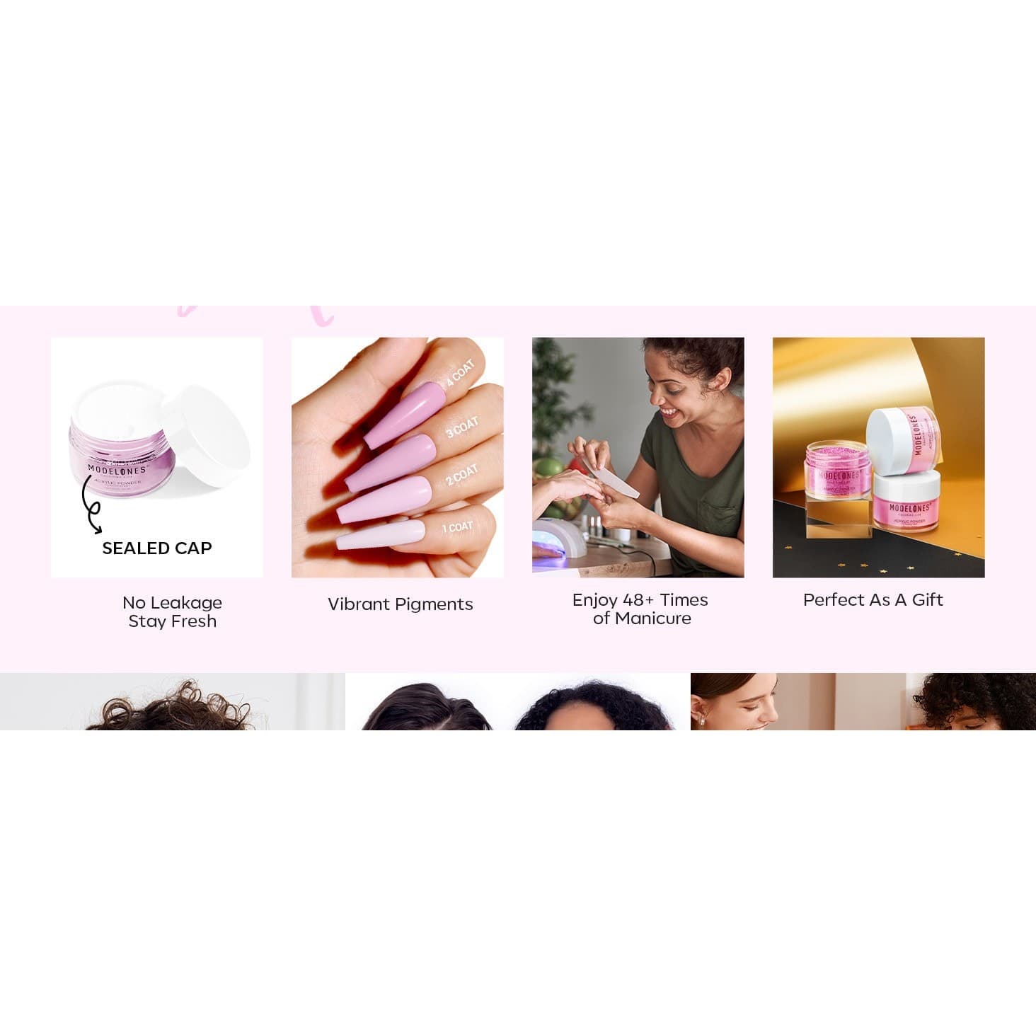 Modelones Acrylic Powder Set 3 Colors Pink Nude White for Nails Extension & Art - Thumbnail 12