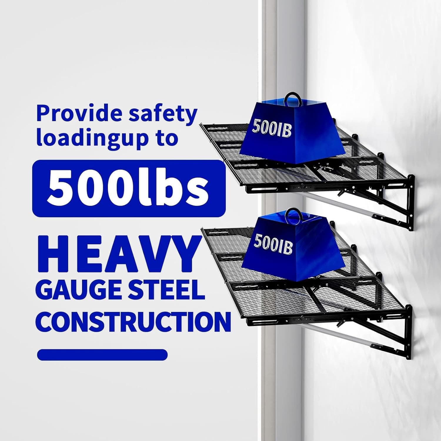 Heavy Duty Garage Wall Storage Shelf Rack 500lb Foldable Metal Mounted New - Thumbnail 4