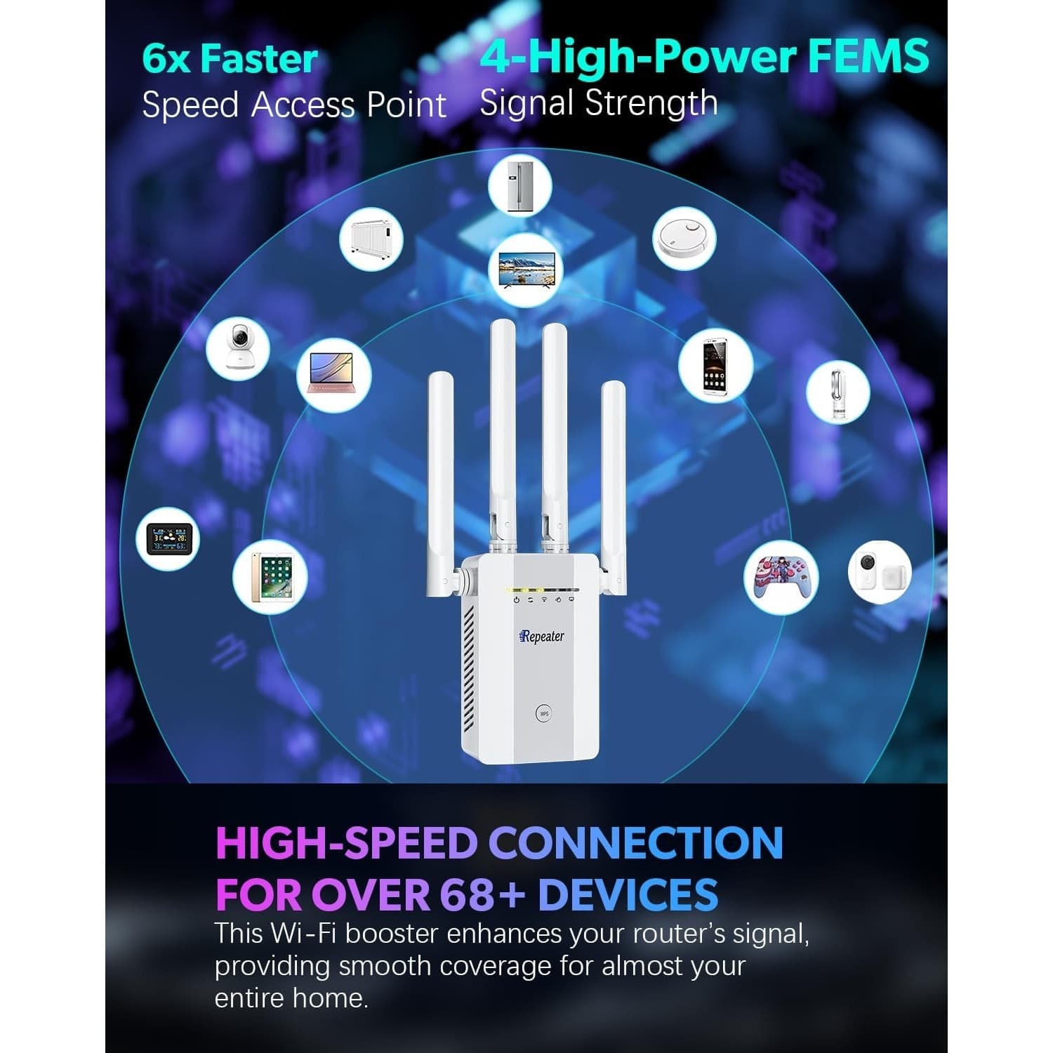 2025 WiFi Extender Signal Booster 20K Sq Ft Repeater 6X Speed w/ Ethernet Port - Thumbnail 9