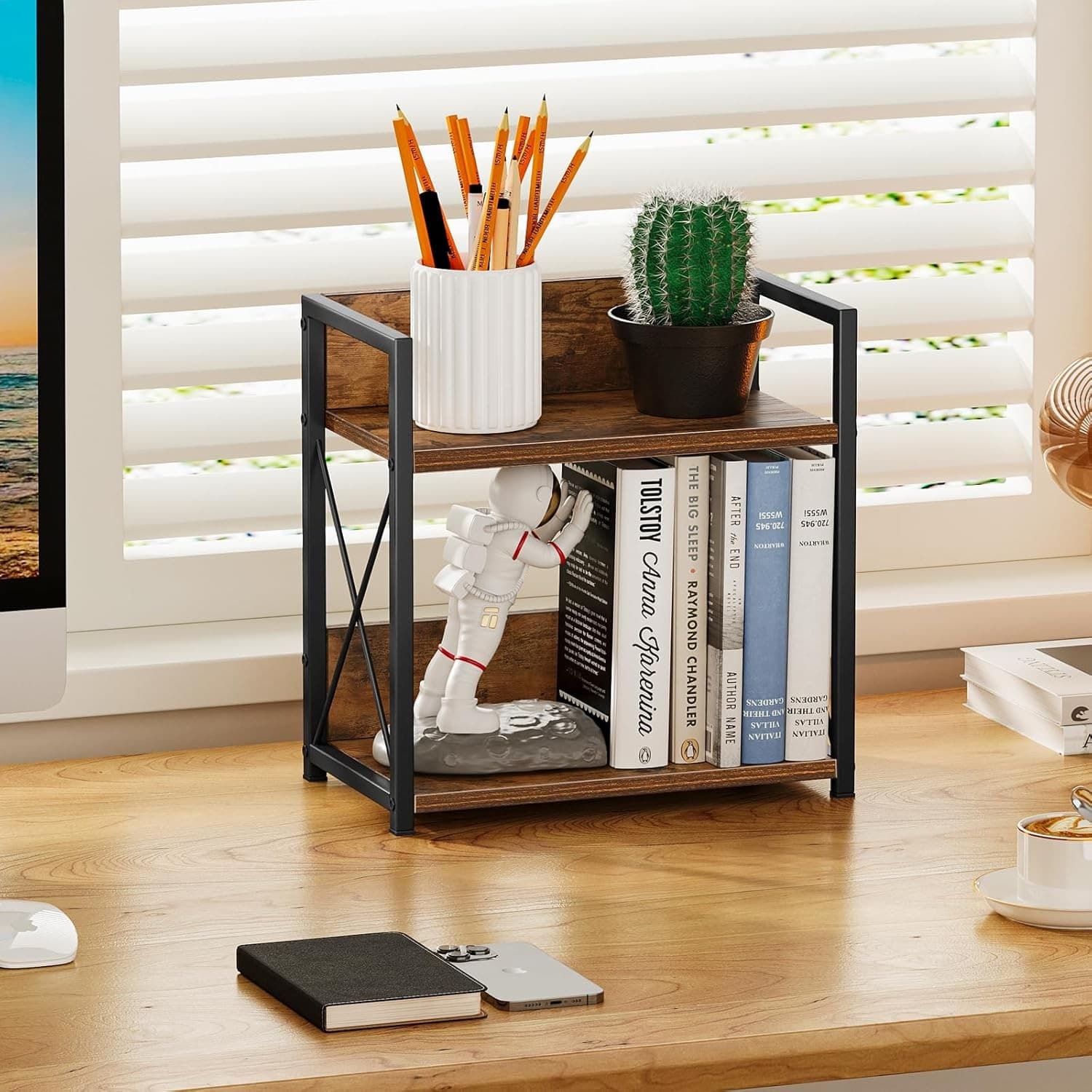 2 Tier Spice Rack Organizer Kitchen Counter Coffee Bar Storage Wood Shelf - Thumbnail 9