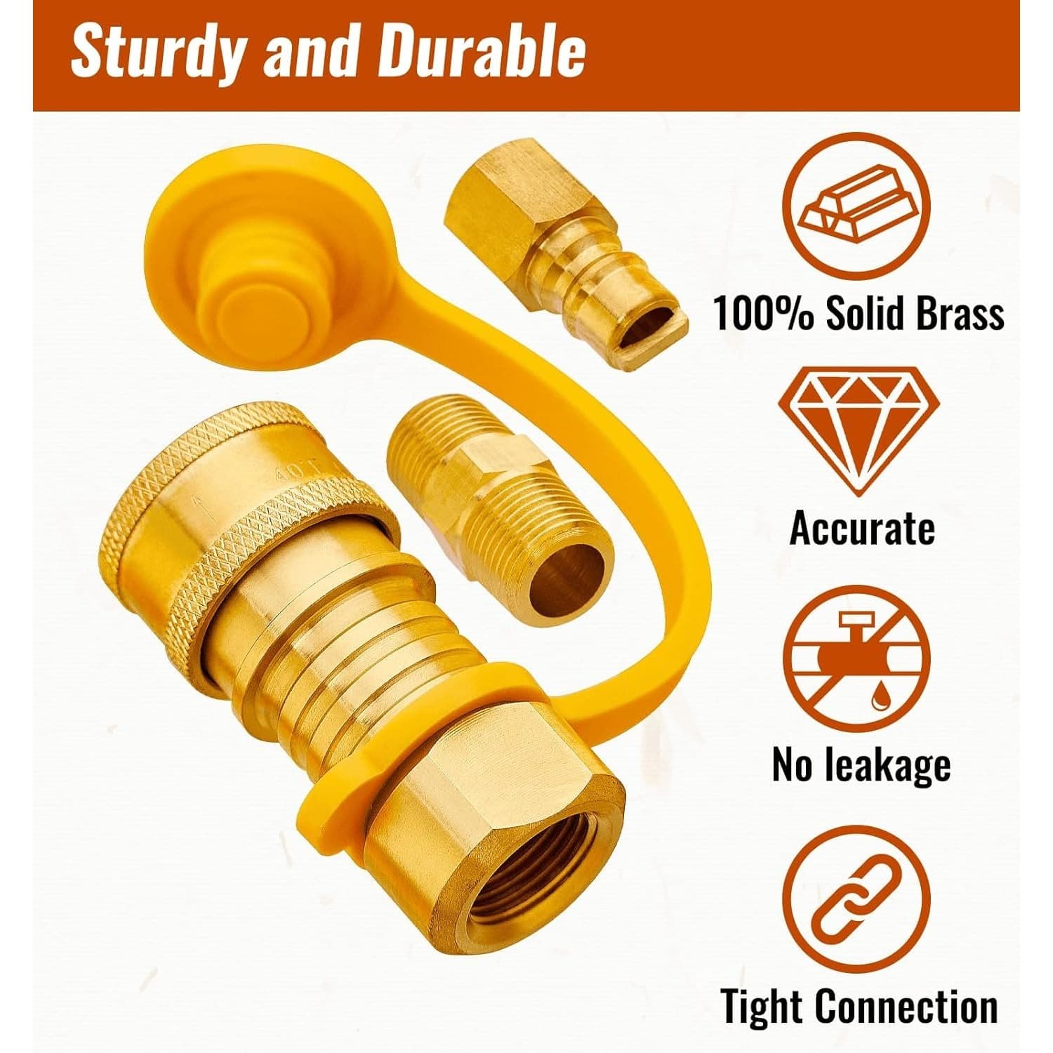3/8 Inch Natural Gas Quick Connect Fittings Kit Solid Brass Propane Hose - Thumbnail 3