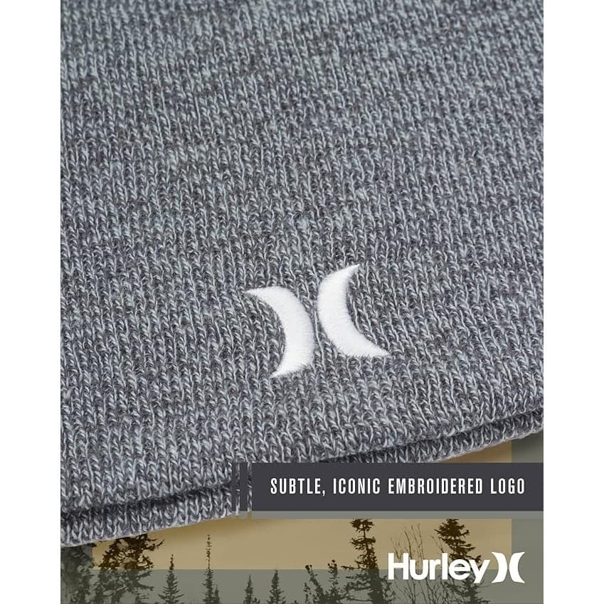 Hurley Men’s Icon Staples Beanie Gray Lightweight Knit Slouchy Winter Hat - Thumbnail 5