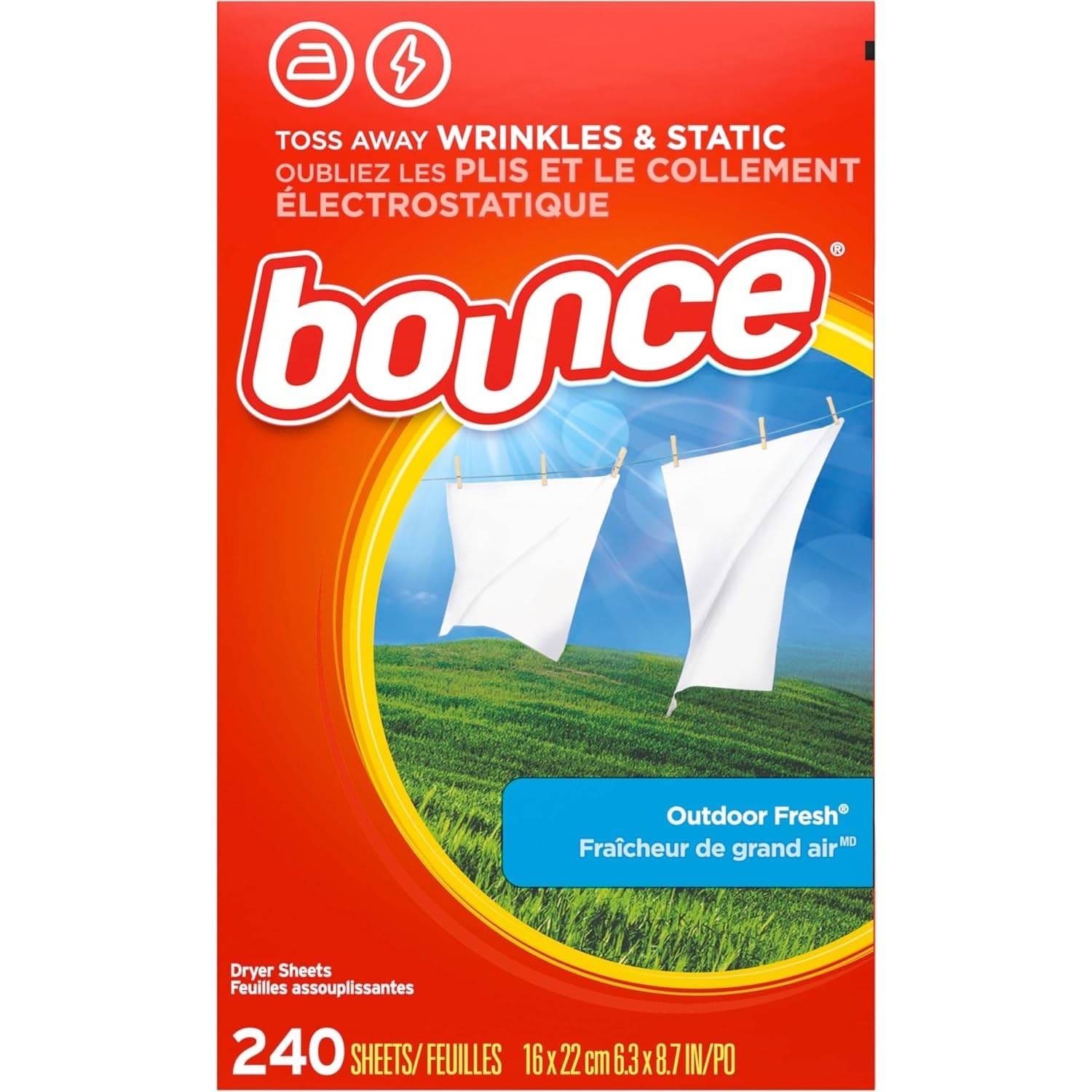 Bounce Outdoor Fresh Fabric Softener Sheets 240 Count Dryer Sheets Static Contl - Thumbnail 2