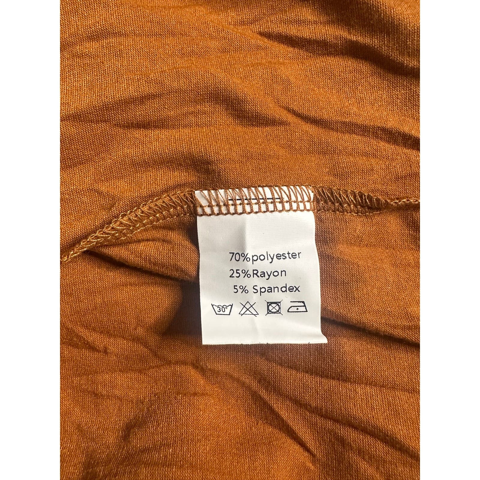 Caramel 3/4 Sleeve Shift Dress Size S Stretch Casual Minimalist Mini Dress - Thumbnail 5