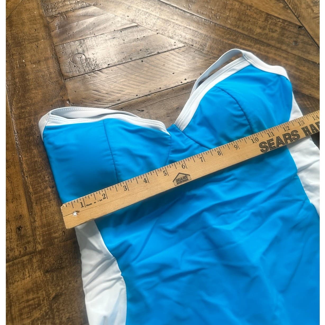 Blue Tummy Control One Piece Swimsuit Crisscross Back Push Up XL Slimming - Thumbnail 8