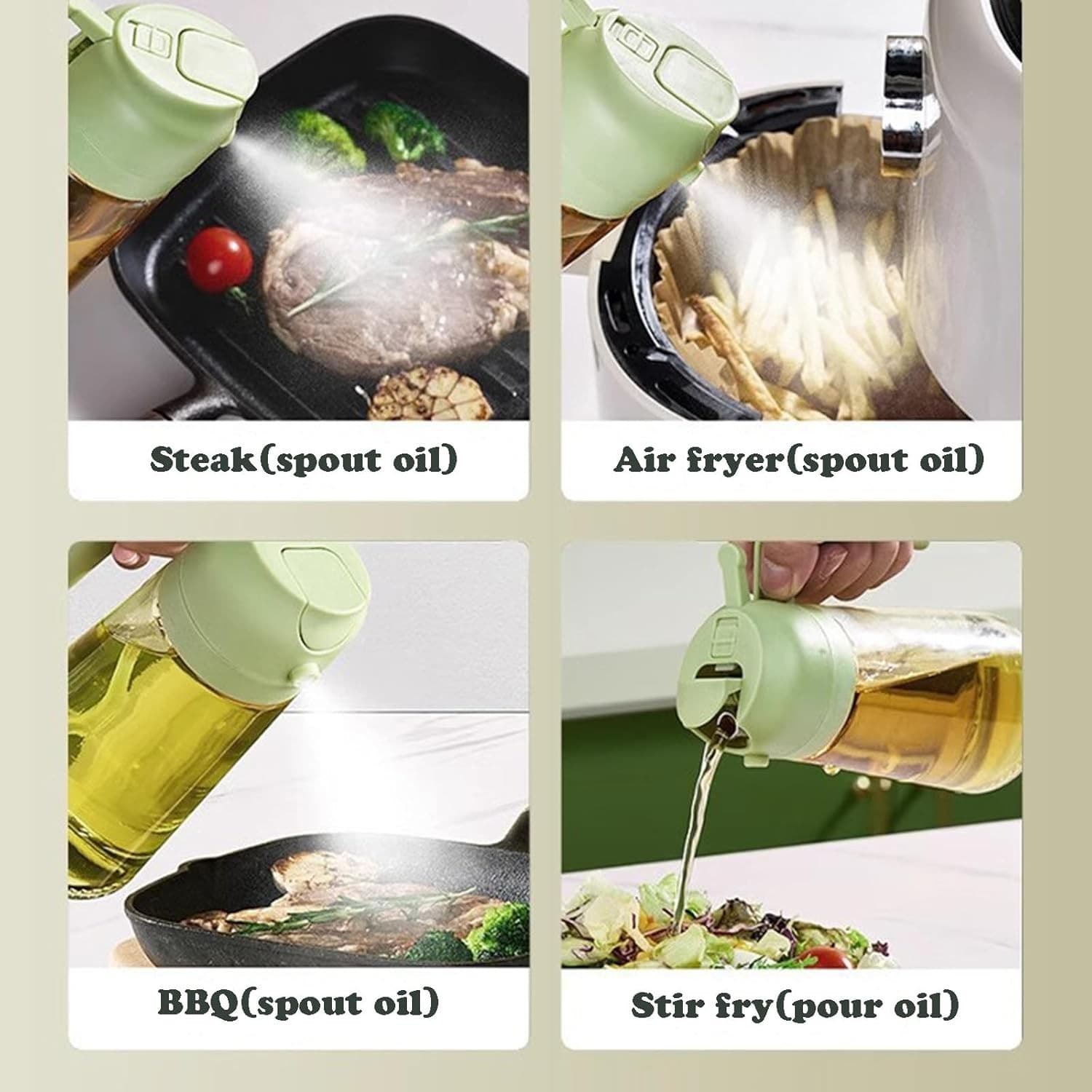 Olive Oil Sprayer & Dispenser 2-in-1 470ml No-Drip Bottle for Cooking BBQ Orange - Thumbnail 6