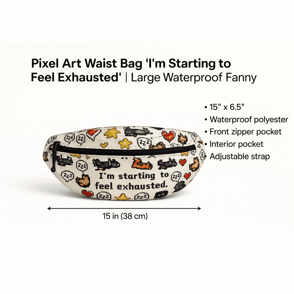 Pixel Art Fanny Pack Waist Bag Funny Quote Waterproof Crossbody Belt Bag - Thumbnail 6