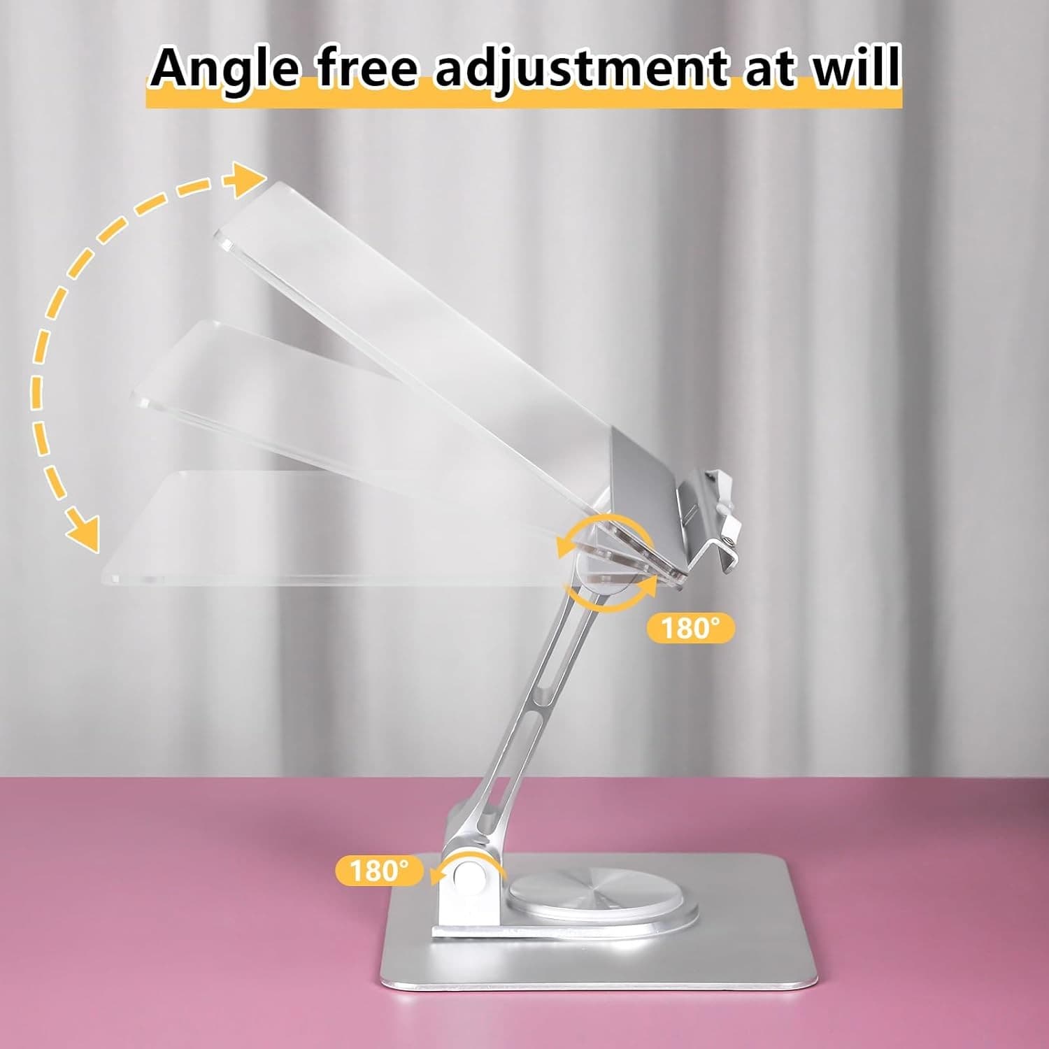 Acrylic Adjustable Book Stand 360° Rotating Laptop Tablet Holder Reading Desk - Thumbnail 3