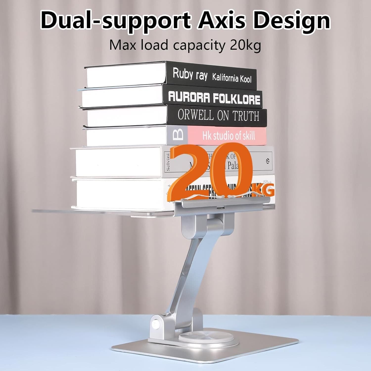 Acrylic Adjustable Book Stand 360° Rotating Laptop Tablet Holder Reading Desk - Thumbnail 9