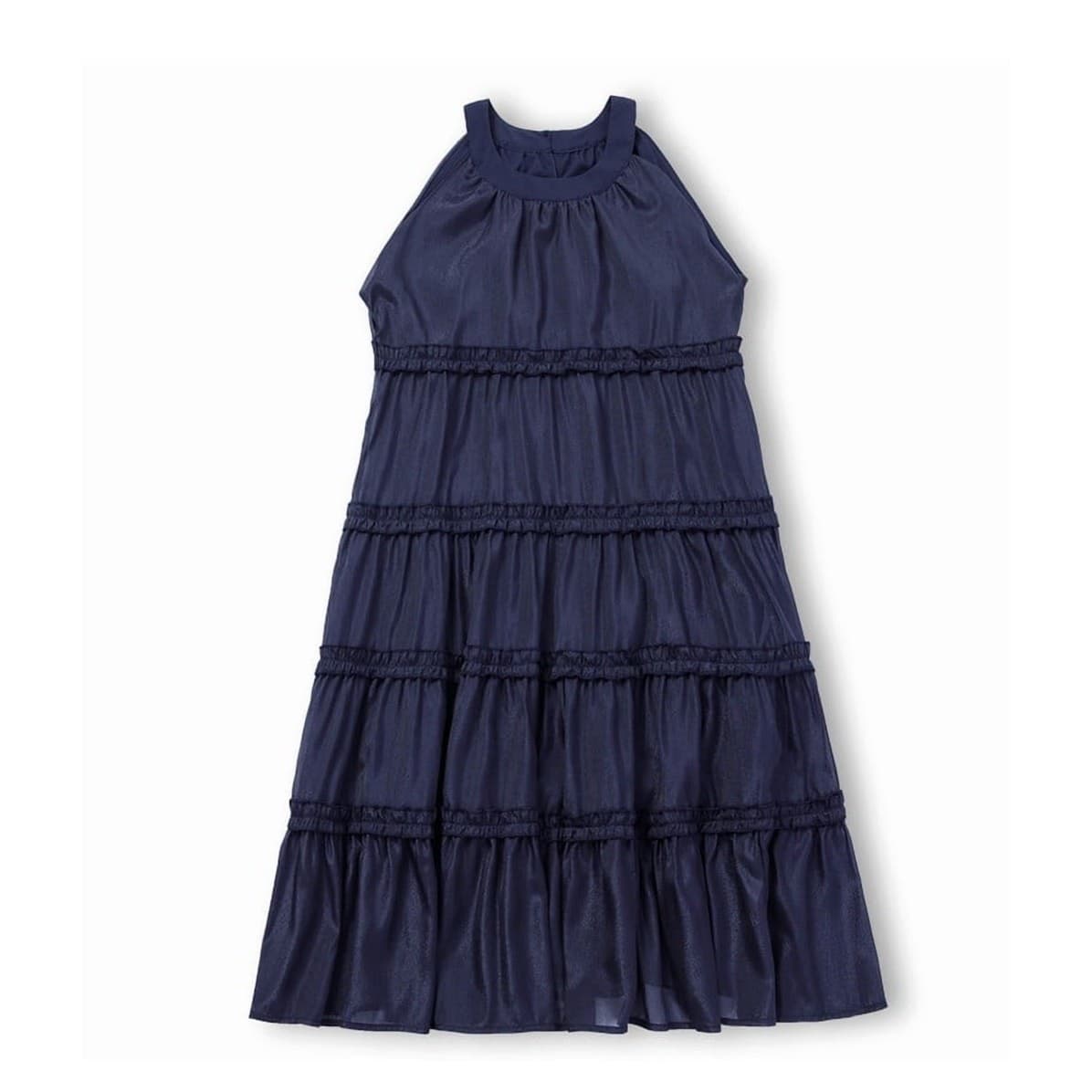 Girls Navy Ruffle Tiered Midi Dress Sleeveless Party Dress Size 12 Y - Thumbnail 6