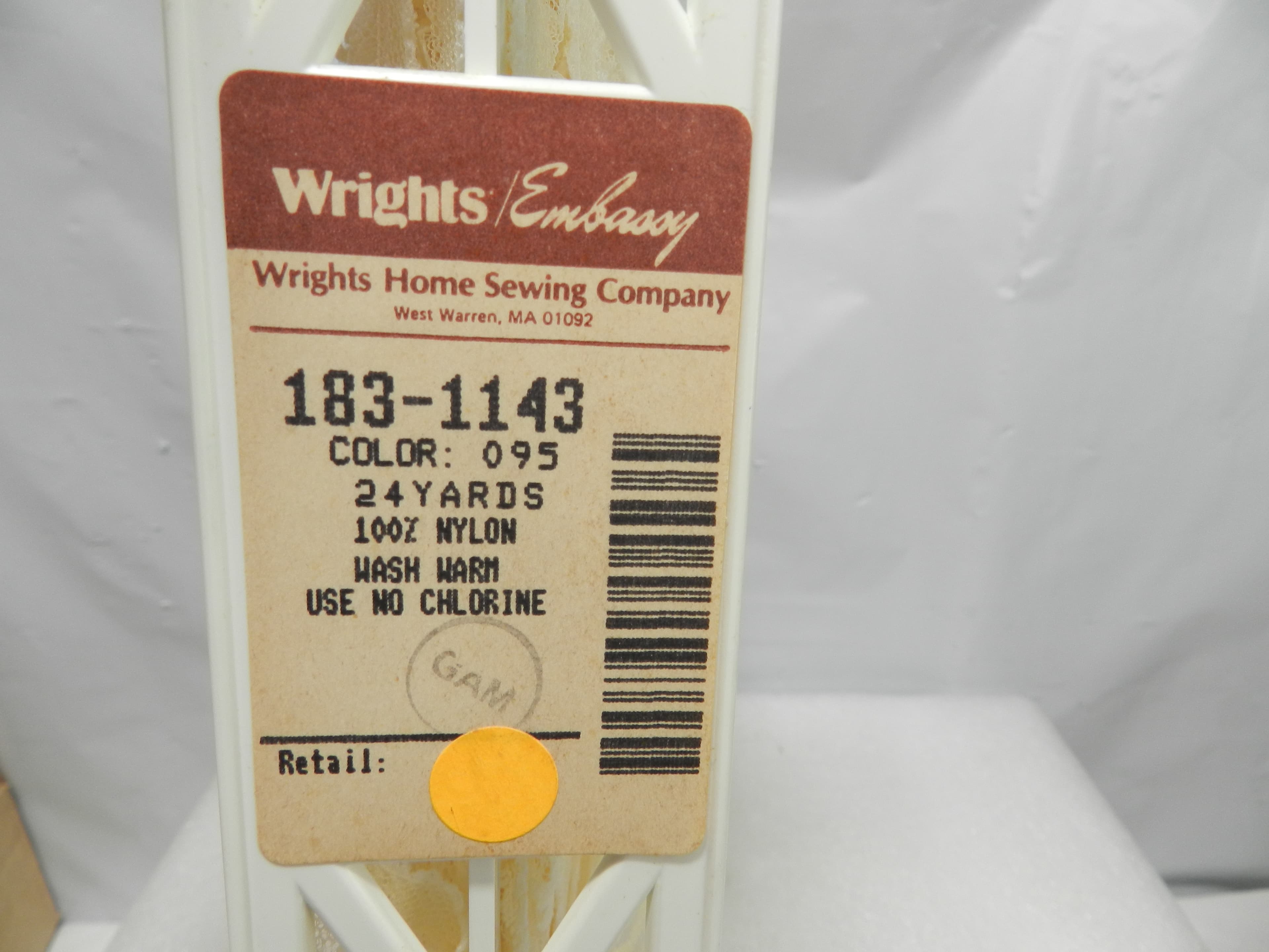 Vintage Wrights Embassy 2" Ivory Lace Trim Nylon 24 Yards (P52J) - Thumbnail 3