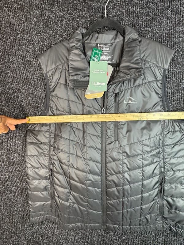 L.L. Bean Primaloft Packaway Vest Men's XL Black Quilted Full Zip 503396 - Thumbnail 5