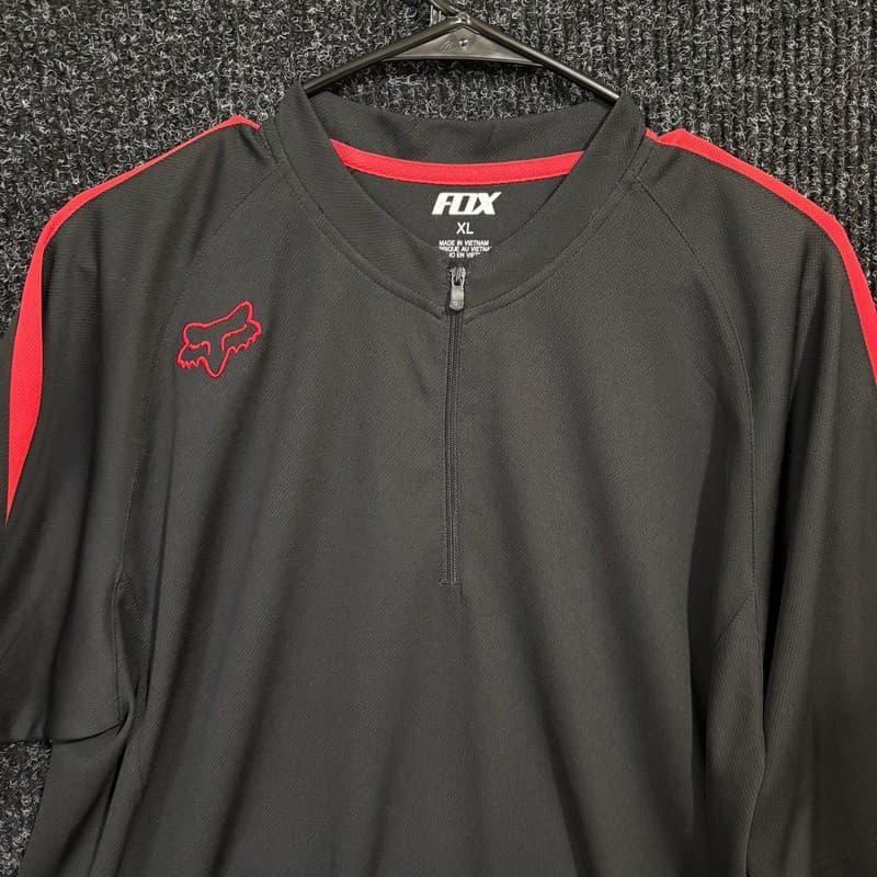 Fox Racing Men's Short Sleeve 1/4 Zip Performance Cycling Jersey Black Red - Thumbnail 2