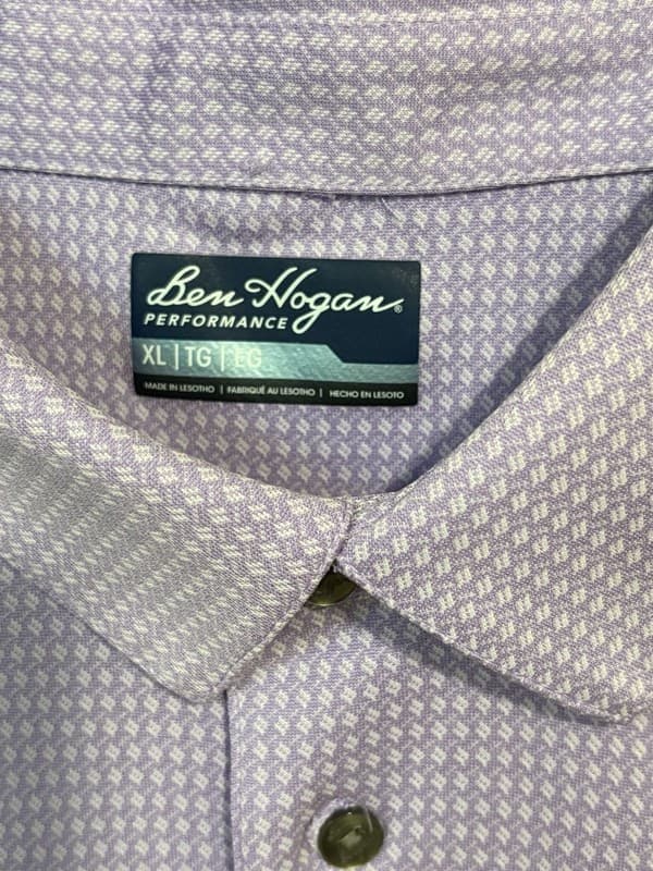 Ben Hogan Performance Short Sleeve Polo Shirt Violet Tulip Print - Thumbnail 3