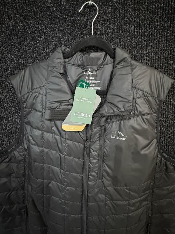 L.L. Bean Primaloft Packaway Vest Men's XL Black Quilted Full Zip 503396 - Thumbnail 3