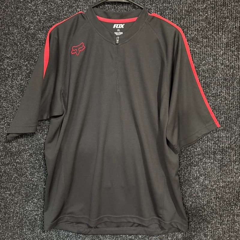 Fox Racing Men's Short Sleeve 1/4 Zip Performance Cycling Jersey Black Red