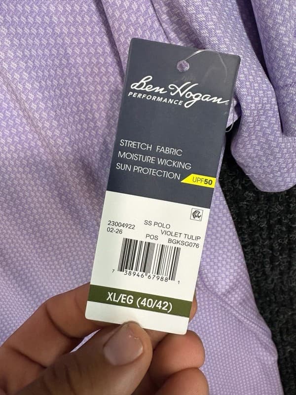 Ben Hogan Performance Short Sleeve Polo Shirt Violet Tulip Print - Thumbnail 6