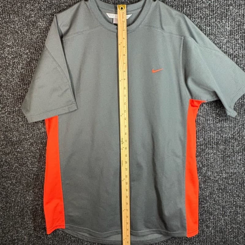 Vintage Nike Dri-FIT Athletic T-Shirt Gray with Orange Side Panels - Thumbnail 6