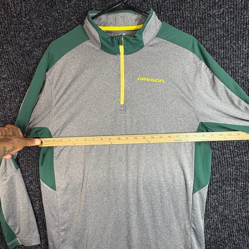 Oregon Ducks Colosseum Men's Quarter Zip Pullover Jacket Gray Green Size XL - Thumbnail 8
