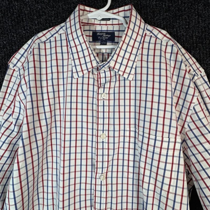 J.Crew Thompson Shirtings Mens Long Sleeve Button Down Shirt Red and Blue Plaid - Thumbnail 12