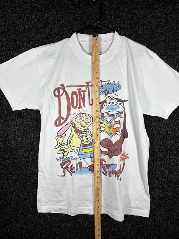 Vintage 1992 REN & STIMPY NICKTOONS DON'T THAT TOUCH DIAL CARTOON TV t-shirt L - Thumbnail 8