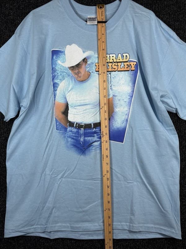 BRAD PAISLEY Celebrity Tour Uni sex T-Shirt Blue Men's Size Medium 2-Sided EUC - Thumbnail 4