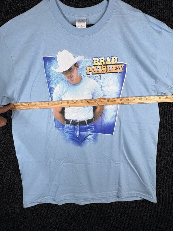 BRAD PAISLEY Celebrity Tour Uni sex T-Shirt Blue Men's Size Medium 2-Sided EUC - Thumbnail 5