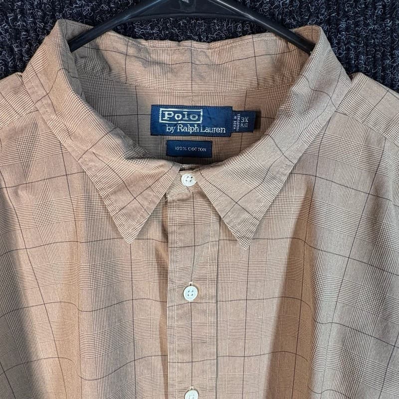 Polo by Ralph Lauren Men's Long Sleeve Button-Down Plaid Shirt Brown 3X - Thumbnail 3