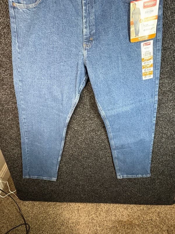 Wrangler Five Star Premium Men's Relaxed Fit Flex Denim Jeans Size 38x30 - Thumbnail 5