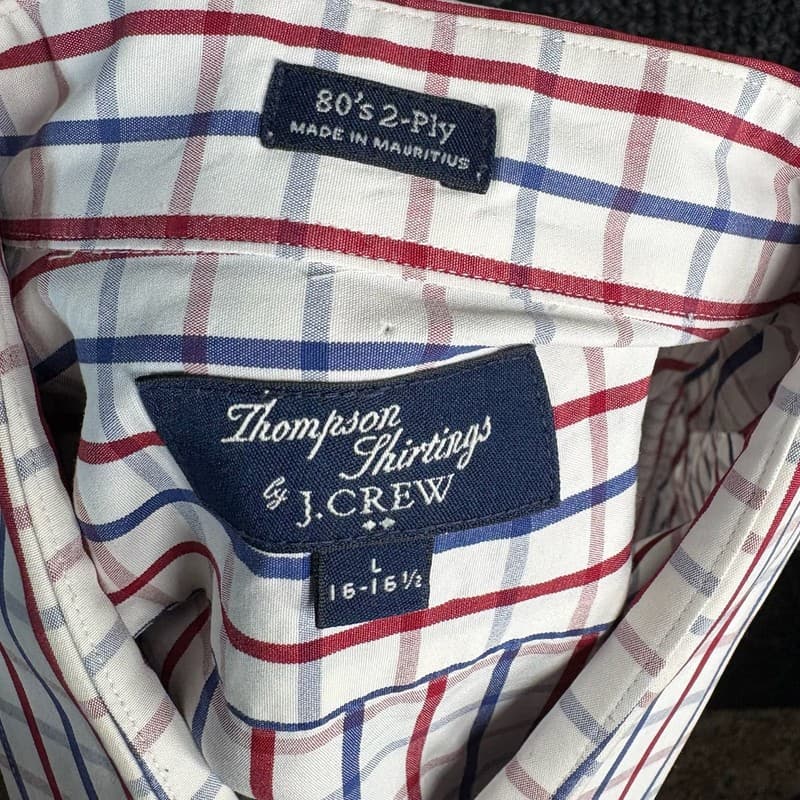 J.Crew Thompson Shirtings Mens Long Sleeve Button Down Shirt Red and Blue Plaid - Thumbnail 10