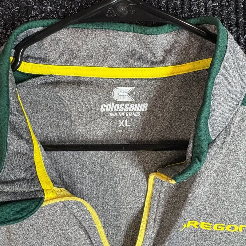 Oregon Ducks Colosseum Men's Quarter Zip Pullover Jacket Gray Green Size XL - Thumbnail 3