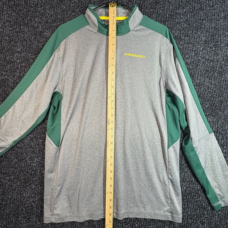 Oregon Ducks Colosseum Men's Quarter Zip Pullover Jacket Gray Green Size XL - Thumbnail 6