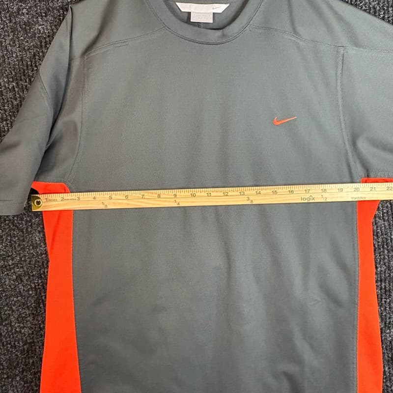 Vintage Nike Dri-FIT Athletic T-Shirt Gray with Orange Side Panels - Thumbnail 5