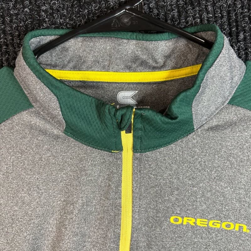 Oregon Ducks Colosseum Men's Quarter Zip Pullover Jacket Gray Green Size XL - Thumbnail 5