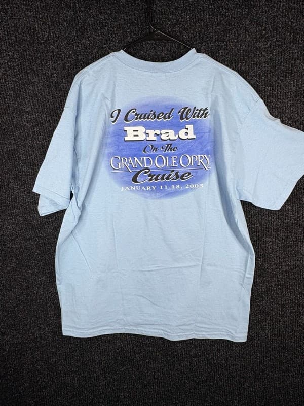 BRAD PAISLEY Celebrity Tour Uni sex T-Shirt Blue Men's Size Medium 2-Sided EUC - Thumbnail 6