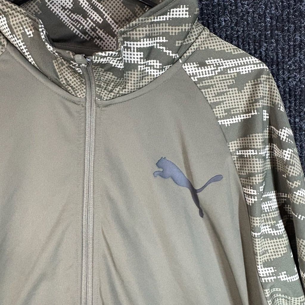 Puma Contrast Jacket 2.0 Full Zip Green Camo - Thumbnail 2