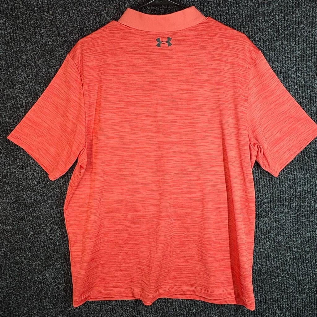 Under Armour Performance Polo Shirt Men's Size Large Red Heathered Golf Top - Thumbnail 8