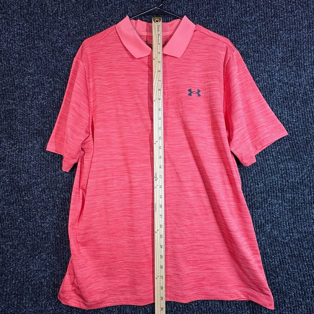 Under Armour Performance Polo Shirt Men's Size Large Red Heathered Golf Top - Thumbnail 5