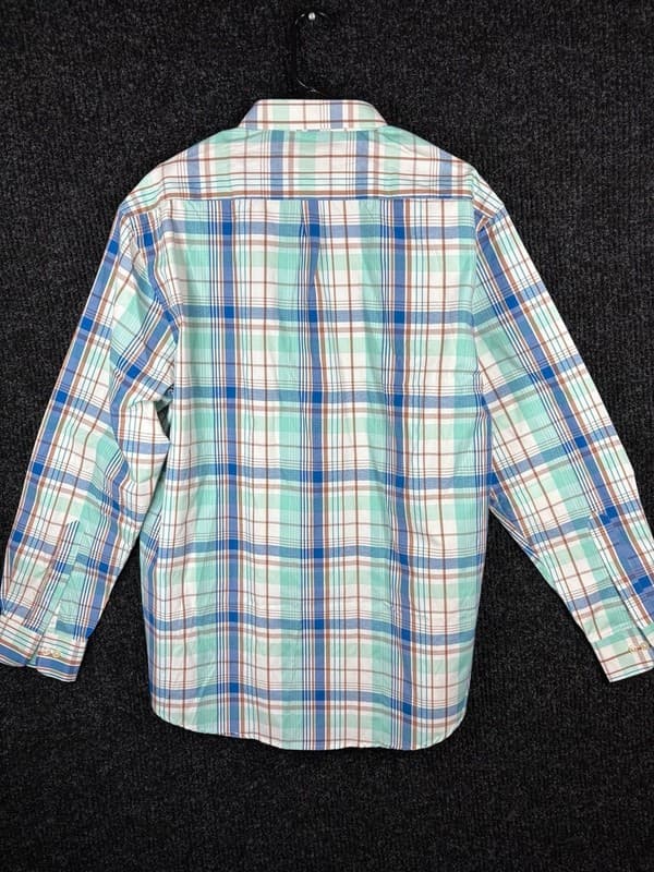 Polo Ralph Lauren Custom Fit Plaid Button Down Shirt 3XL Teal Blue Brown - Thumbnail 12