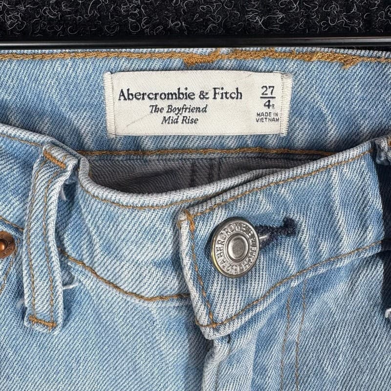 Abercrombie & Fitch Womens The Boyfriend Mid Rise Distressed Jeans Size 27/4 - Thumbnail 4