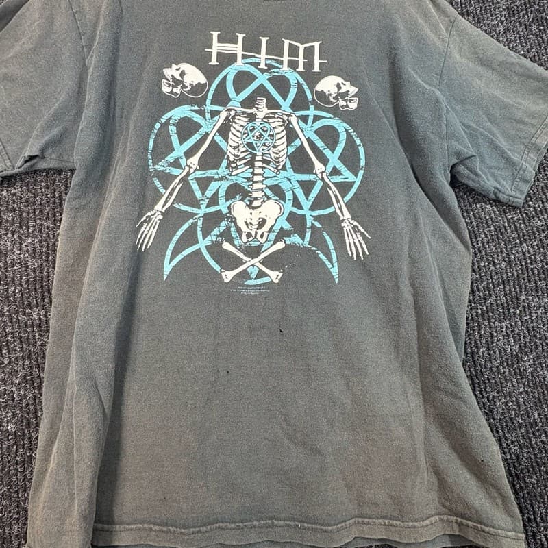 Vintage 2006 HIM Heartagram Skeleton Graphic Band T-Shirt - Thumbnail 7