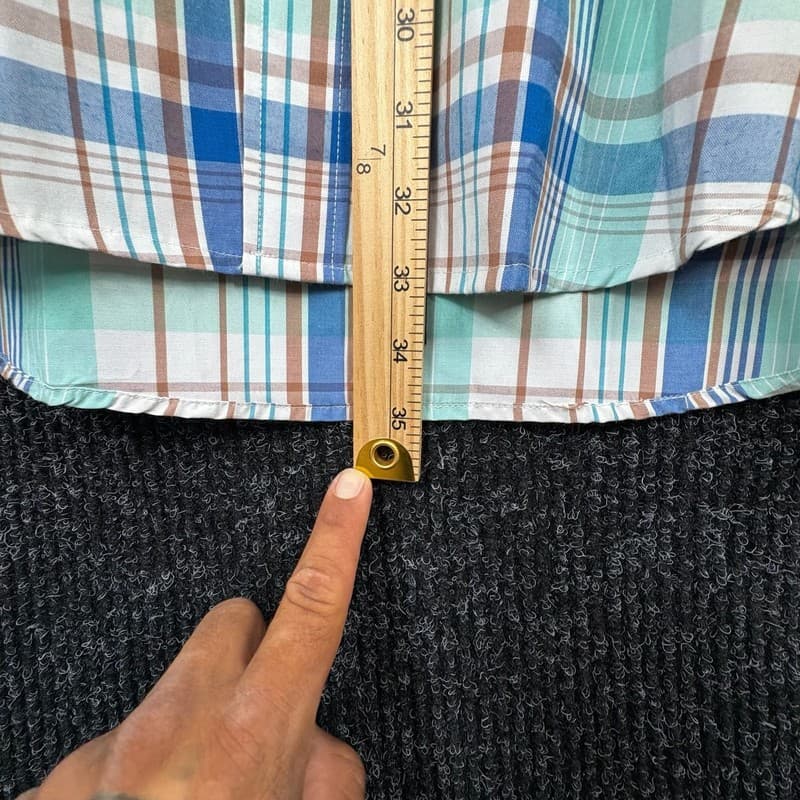 Polo Ralph Lauren Custom Fit Plaid Button Down Shirt 3XL Teal Blue Brown - Thumbnail 5