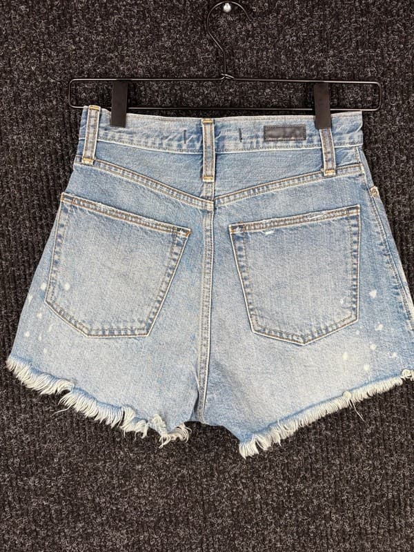 Abercrombie & Fitch High Rise Distressed Denim Cutoff Shorts with Patch - Thumbnail 8