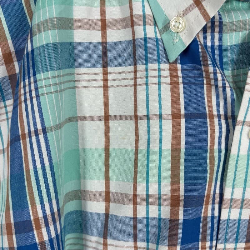 Polo Ralph Lauren Custom Fit Plaid Button Down Shirt 3XL Teal Blue Brown - Thumbnail 11