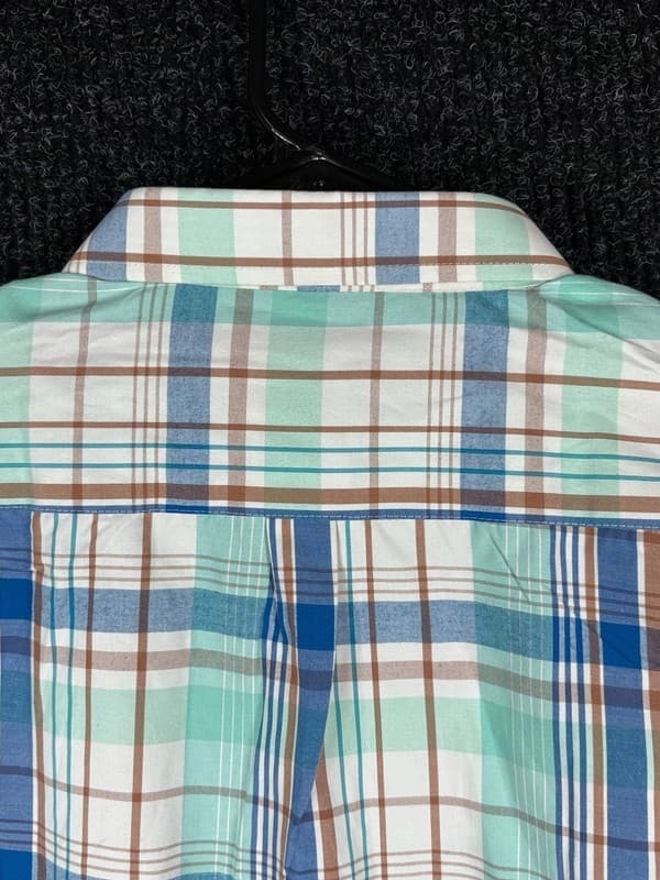 Polo Ralph Lauren Custom Fit Plaid Button Down Shirt 3XL Teal Blue Brown - Thumbnail 13