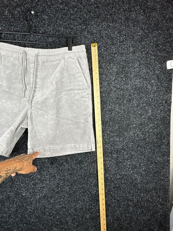 C&C California Men's Washed Grey Corduroy Drawstring Shorts - Thumbnail 10