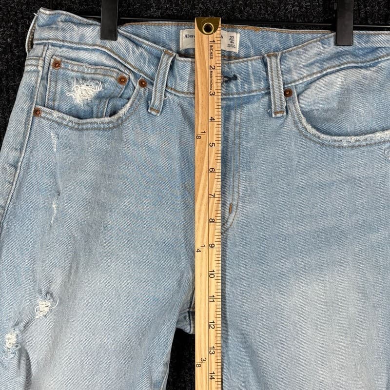 Abercrombie & Fitch Womens The Boyfriend Mid Rise Distressed Jeans Size 27/4 - Thumbnail 6