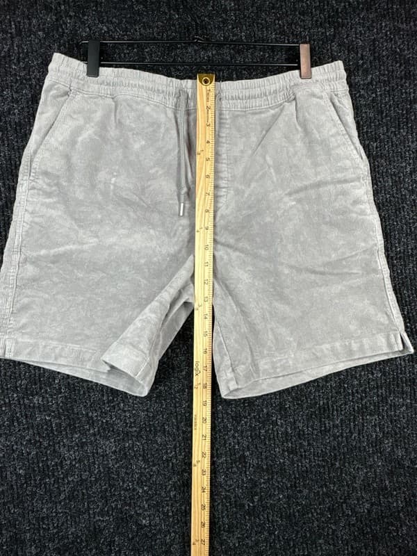 C&C California Men's Washed Grey Corduroy Drawstring Shorts - Thumbnail 8